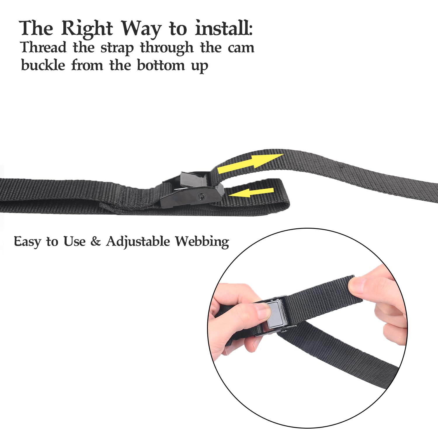 MAGARROW Lashing Straps with Cam Buckle Black (All Black (4-Pack), 2 Feet)