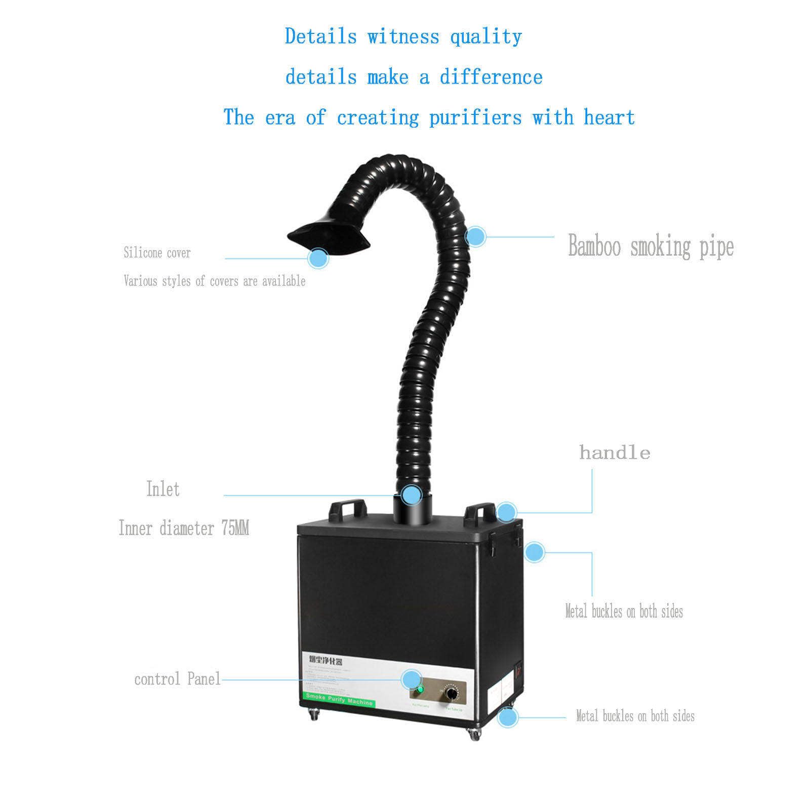 Purificador de humo de estaño para soldadura industrial Ventilador de humo de soldadura móvil Colector de polvo para fumar pequeño,A