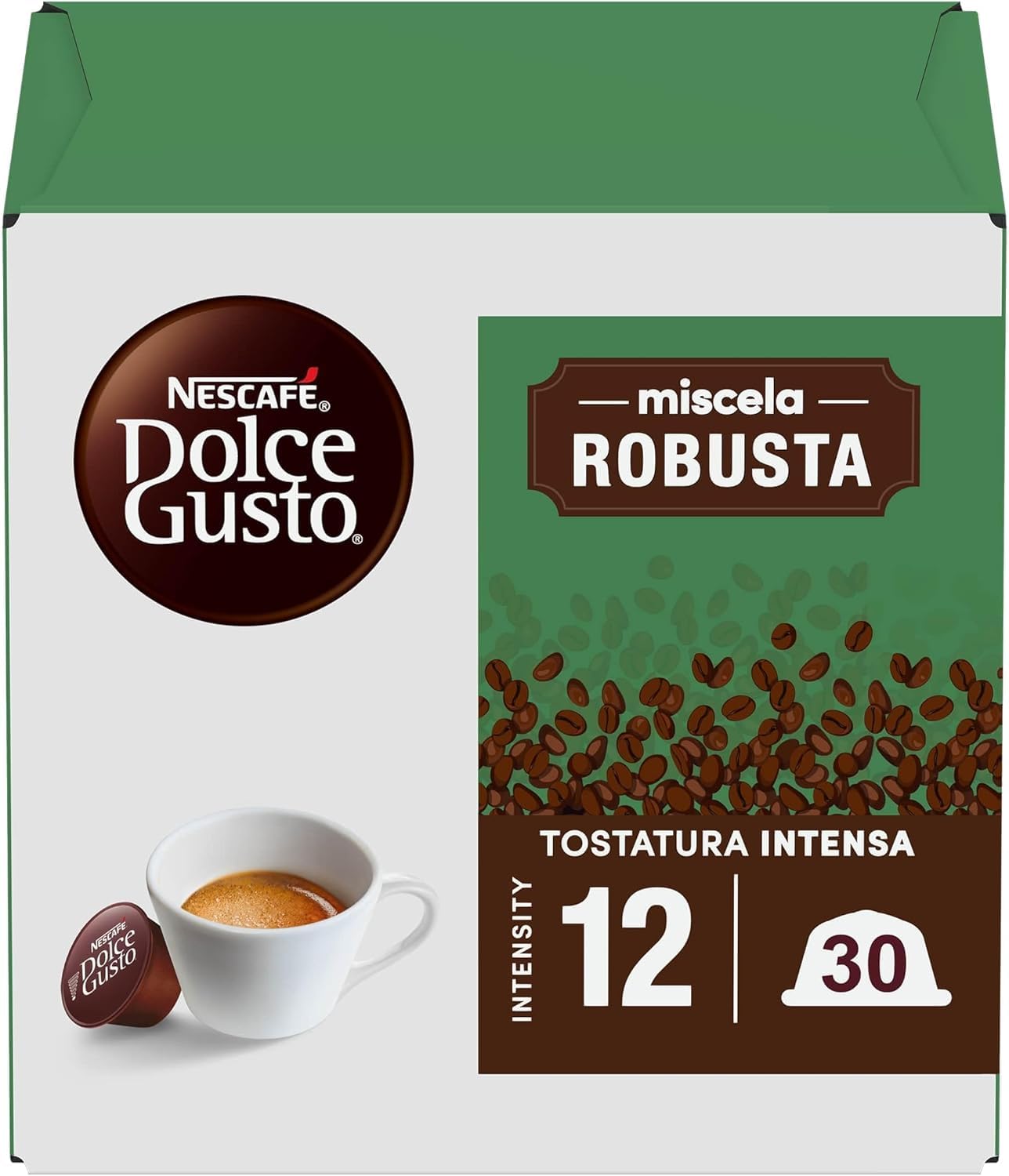 Caffè Espresso miscela ROBUSTA, 6 confezioni da 30 Capsule 180 Capsule Compatibili con Nescafé Dolce Gusto