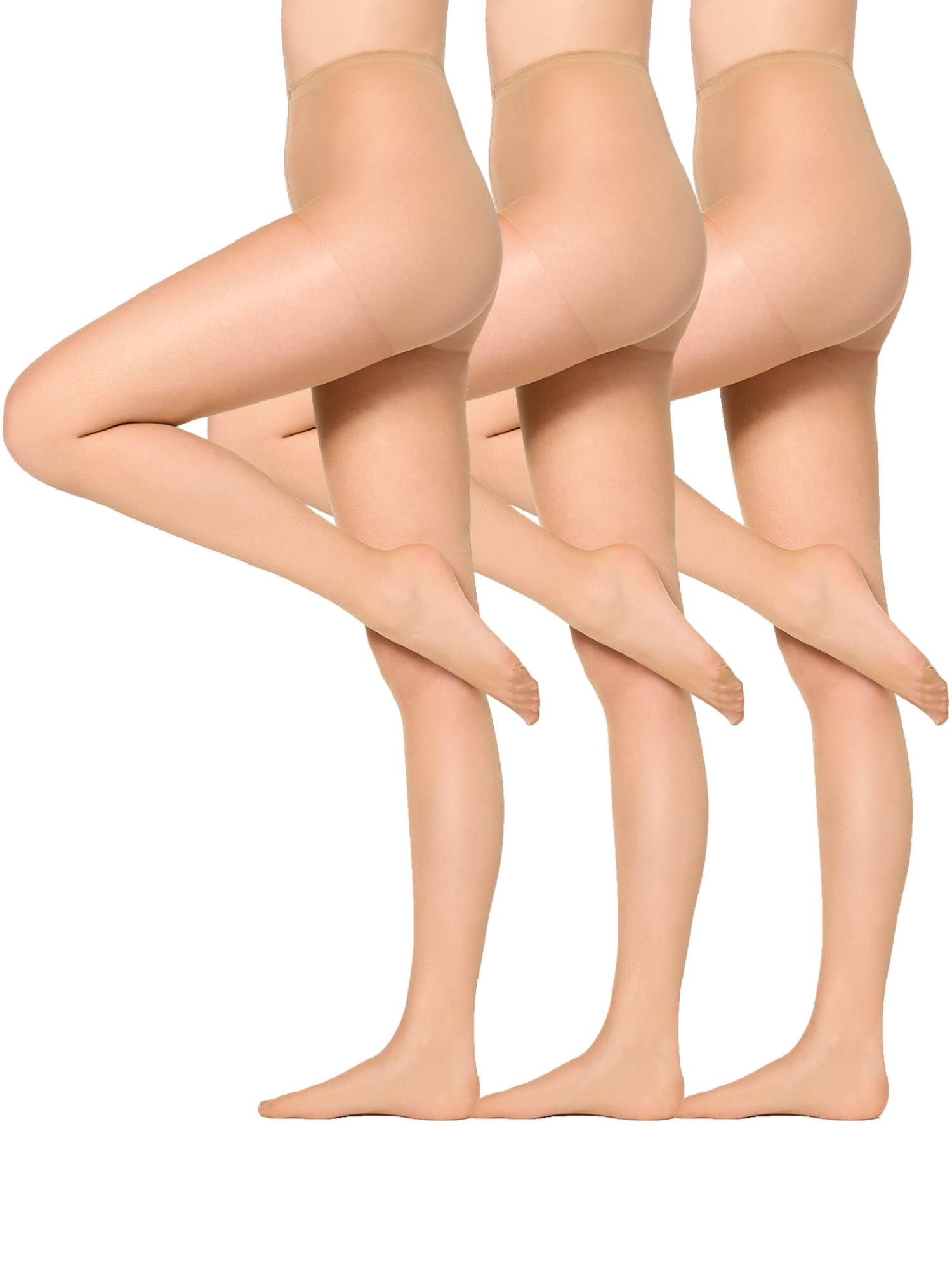 NUR DIE Women's Seidenfein Pantyhose Set of 3, Amber Brown, UK L | EU L | US L