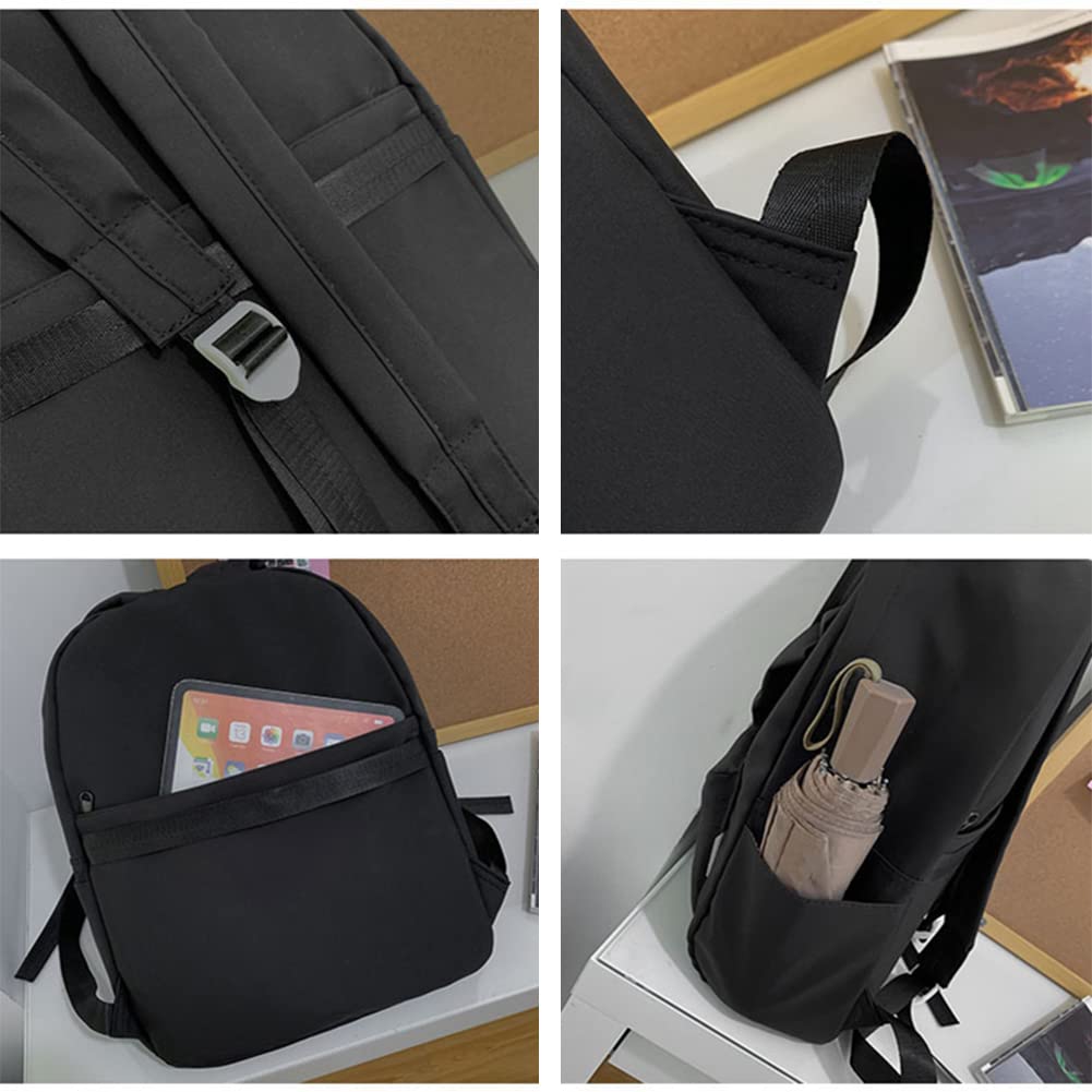 Zaini Scuola con Fiocco Ultraleggero da Viaggio per Donne, Borsa per Libri per Bambini, Ragazze Adolescenti, Nero