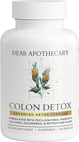 Miniatura 1 de Desintoxicación de colon  Limpieza de hierbas con psyllium, aloe vera, raíz de ruibarbo, bentonita y probióticos  Apoyo para la salud digestiva e
