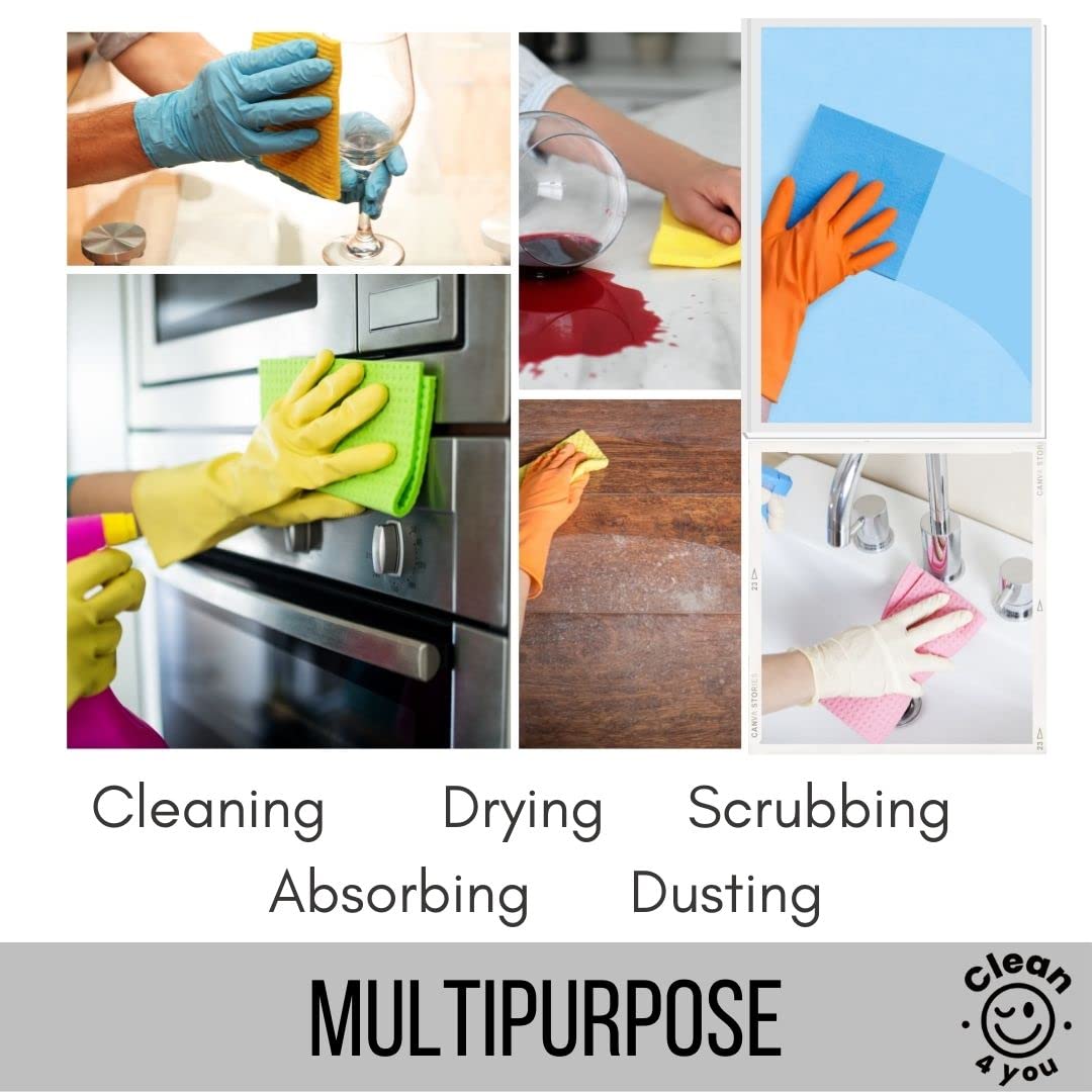 Paños de cocina suecos, paños de esponja de celulosa absorbentes, paños de limpieza lavables, paños de cocina sin olor, toallas de papel reutilizables, trapos de cocina duraderos (10)