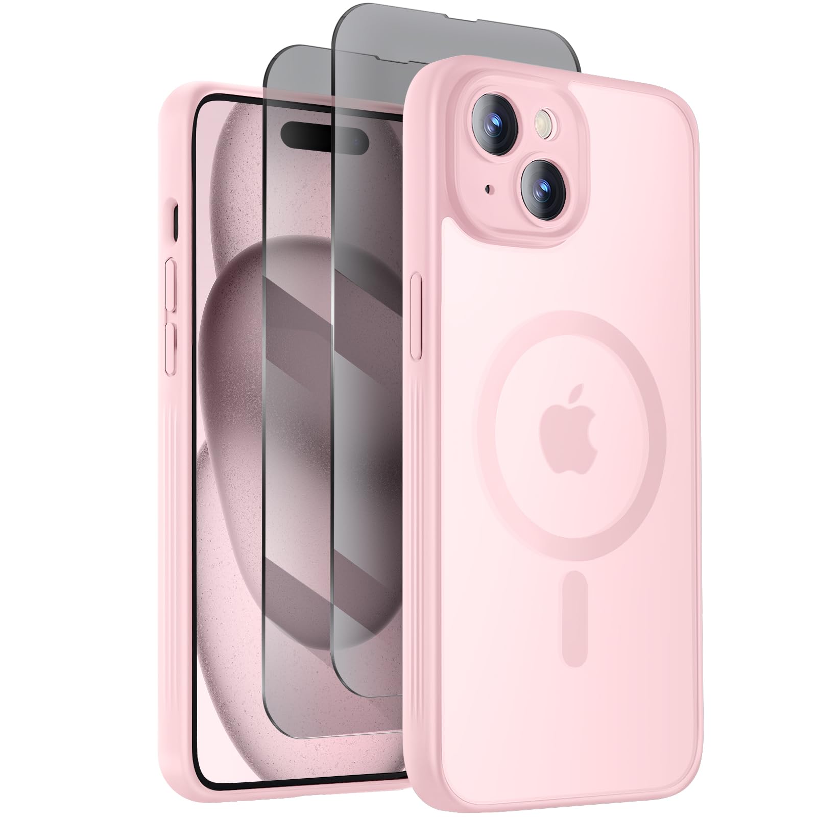 Symcele Designed for iPhone 15 Plus Case, Compatible with MagSafe, with Privacy Screen Protectors X2, [Camera Protection] [15FT Military Drop