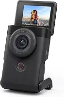 Canon Câmera vlogging compacta PowerShot V10, sensor CMOS de 1 polegada, transmissão de vídeo 4K, lente de zoom de ângulo amplo integrada, microfone flip-LCD e estéreo, estabilização de imagem