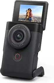 Canon Câmera vlogging compacta PowerShot V10, sensor CMOS de 1 polegada, transmissão de vídeo 4K, lente de zoom de ângulo amplo integrada, microfone flip-LCD e estéreo, estabilização de imagem