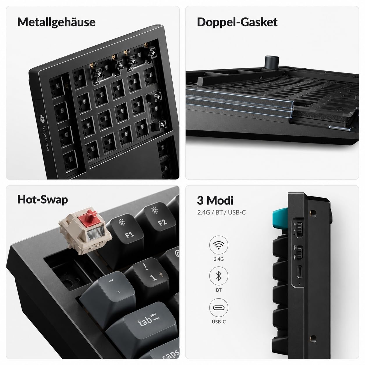 Keychron Q6 Ultra 8K Kabellose Mechanische Tastatur – 100% Vollformat, 8K Hz Abfragerate, ZMK Firmware, 660h Akku, Aluminiumgehäuse, Hot-Swap, RGB, für Mac/Windows (Brauner Schalter)