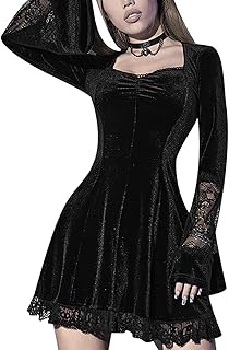 DINGJIUYAN Plus Size Gothic Dress Alternative Clothes Goth Witchy Punk Dress Lolita Dress