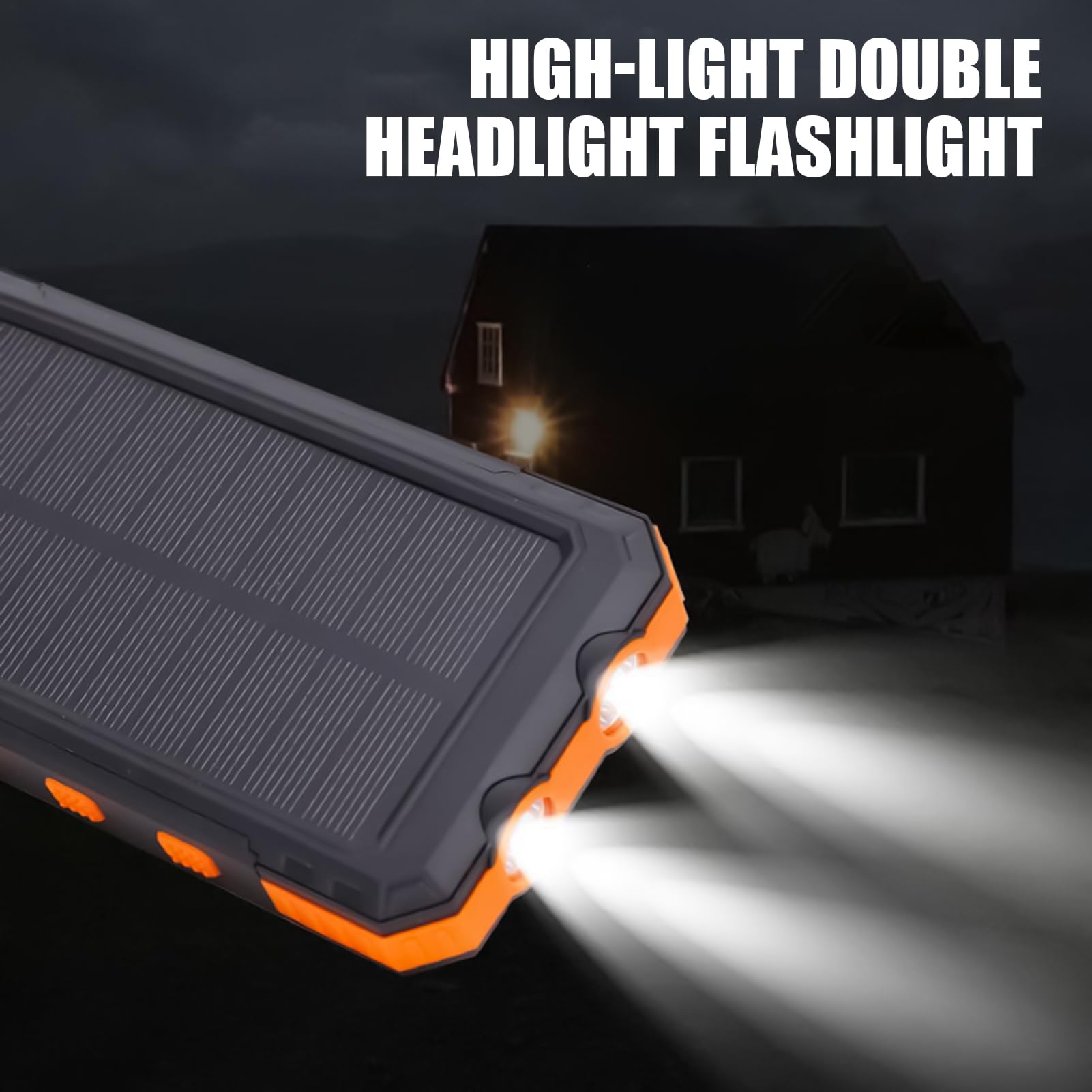 Cargador Solar Power Bank, 20000 mAh Banco De Energía Solar Cargador Portátil con Linterna Phone Charger Power Bank para Acampada Y Exteriores, 15.8x7.8x2.5cm