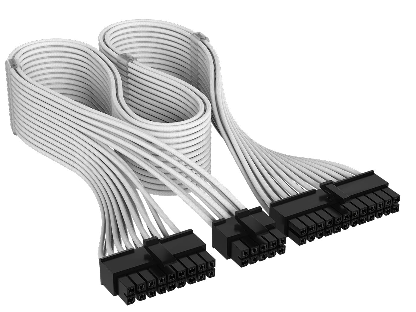 Corsair Câble à 24 Broches ATX à Gaine Individuelle Carte Mère Type 4 Elite Premium – 610 mm, Peignes à Câble Profil Bas, Conception Paracord à Maille Triple Couche – Blanc