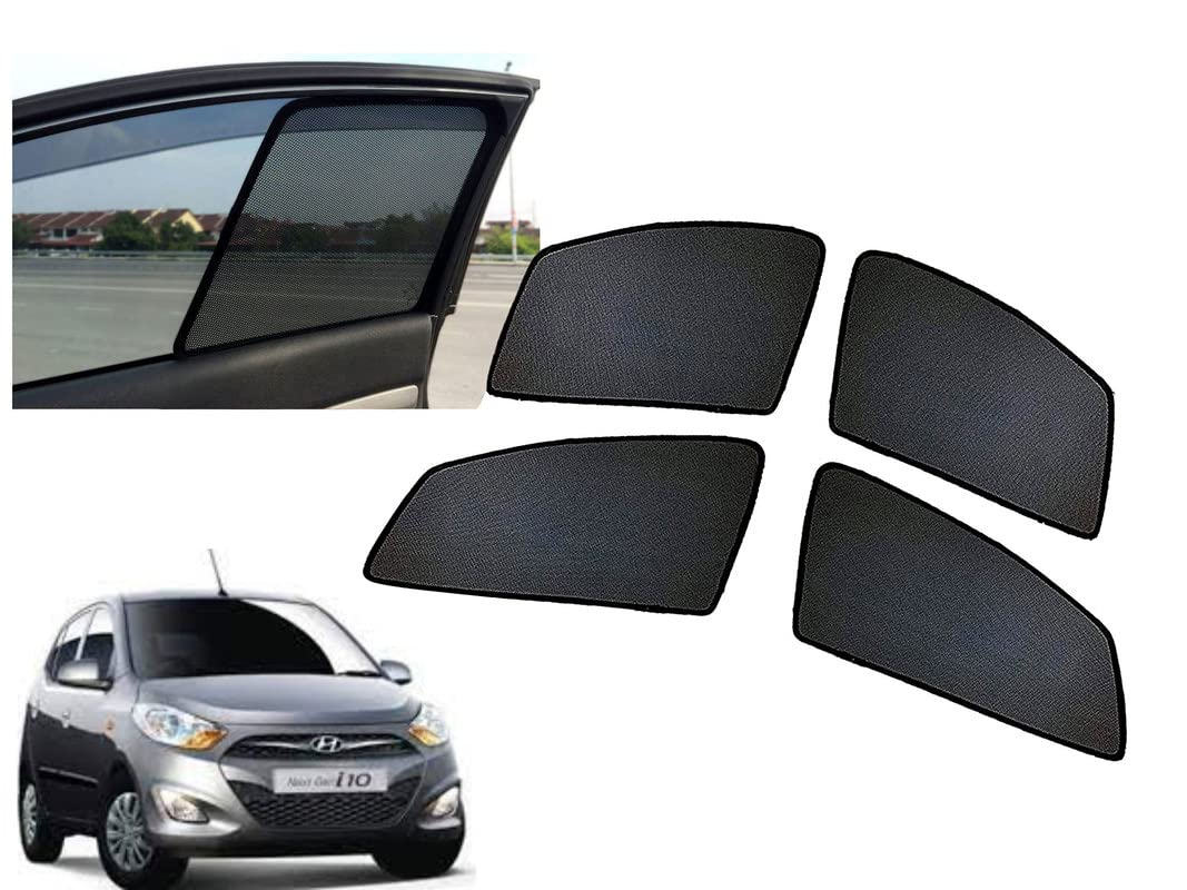 Auto Pearl Black Z Window Plug-in Half Sun Shades Car Curtain Compatible with - I10 Type 2 (Set of 4) Color Black-image-11