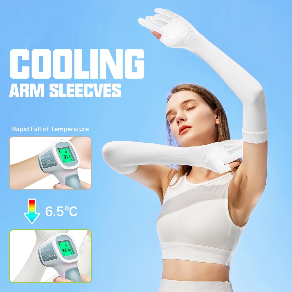 PALAY 2 Pairs Sun Protection Gloves, Ice Silk Arm Sleeves for Driving 2