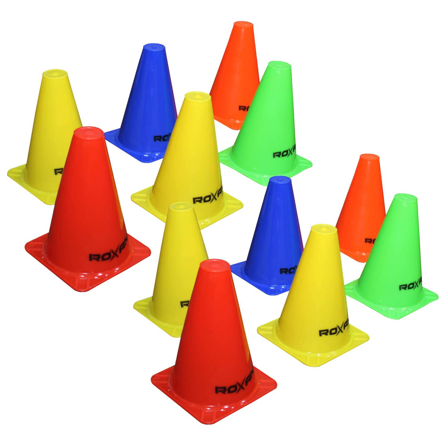 Roxan Pack of 12 Marker Cones (6 Inch) for Soccer Cricket Track and Field Sports