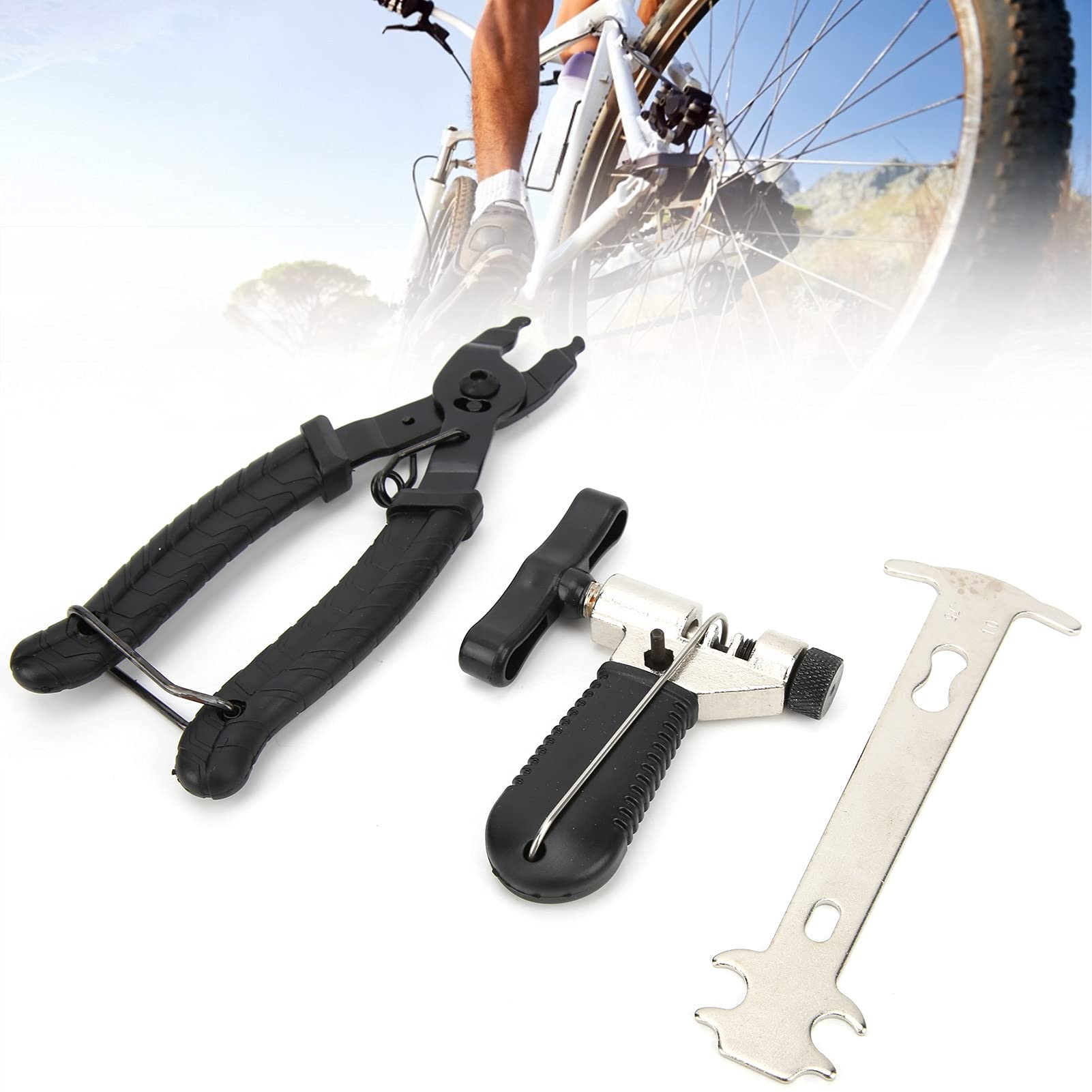 Pince à Maillons Principaux de Chaîne de Vélo, Outil de Chaîne de Vélo, Démontage Rapide des Maillons, Vérificateur de Chaîne pour la Réparation des Maillons de Chaîne de Vélo