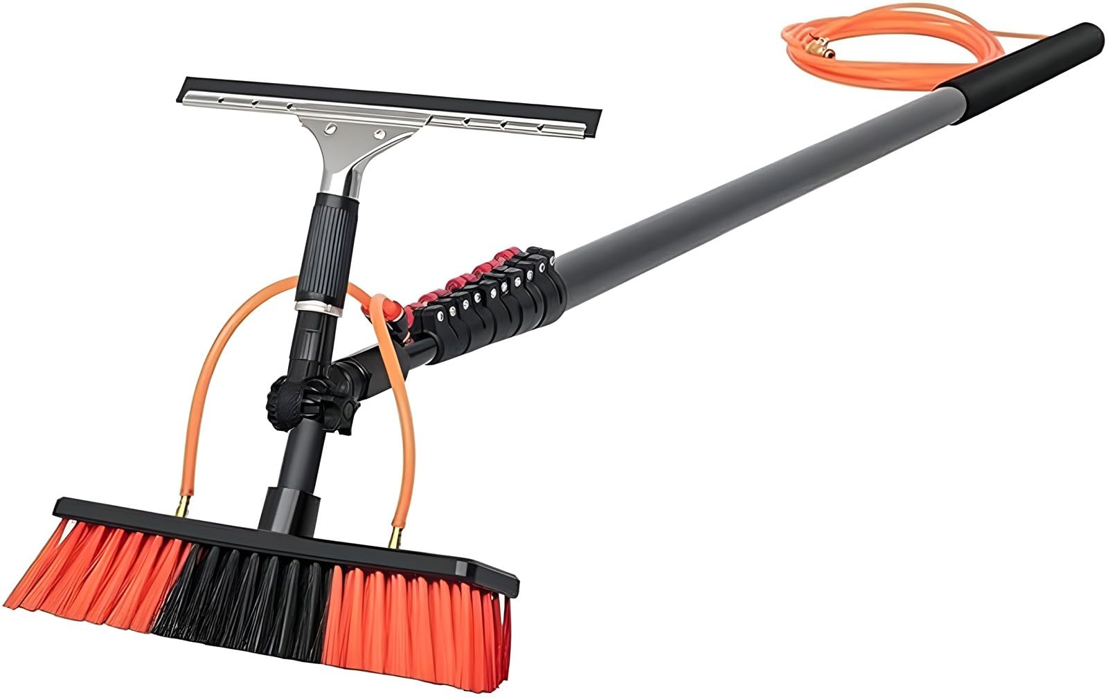 ZBBGTJK 6m Teles Window Cleaning Kit with Water Brush Ideal for Rooftop & Upstairs 3 in 1 Squeee & Wash Brush 10.8m/38ft Reach 55cm Head