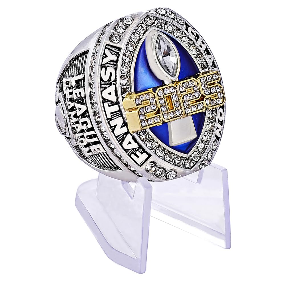 guancrown 2025 Fantasy Football Championship Ring Award Prize Trophy Sports Winner FFL Champion Ring (ring with stand, size 9)