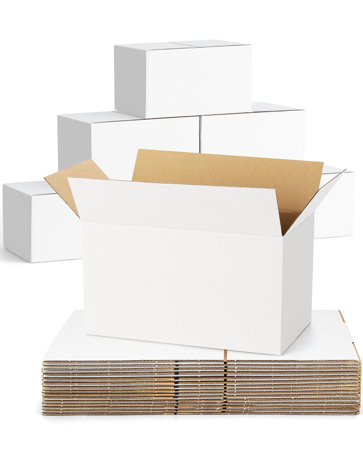 Kleine Versandkartons, 10 x 6 x 6 cm, Wellpappe, zum Verpacken von Kleinunternehmen, weiße Kartons, 40 Stück