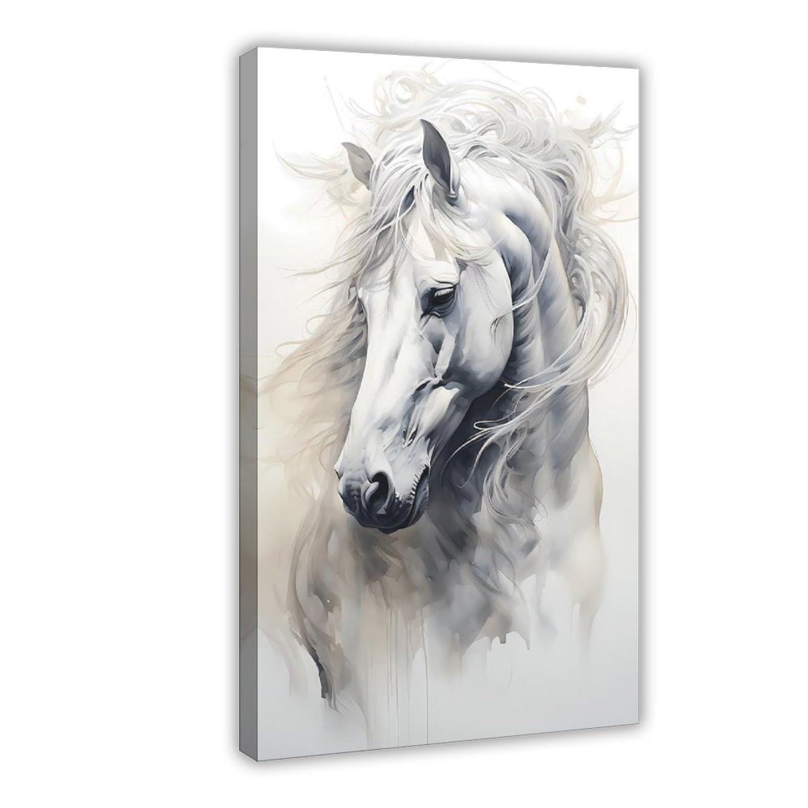Qnvjqkdsi Frame Graceful White Horse Portrait Art Canvas Poster Bedroom Decor Landscape Office Room Decor Gift 20" L X 30" W
