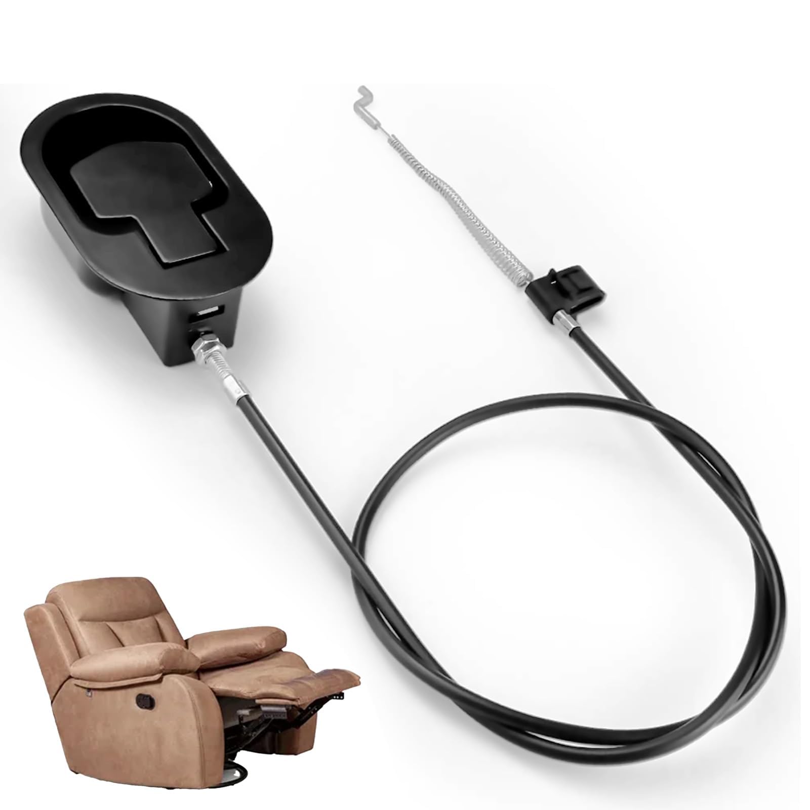 LONGRAY Recliner Chair Cable Replacement, Recliner Chair Parts, Recliner Release Pull Handle Replacement Parts, Spring Cable Release Lever with Cables Fit Major Recliner Brands Sofa