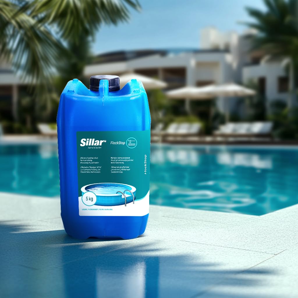 Sillar Poolklar 5L – Flüssiges Flockungsmittel für trübes Poolwasser – Kristallklares Wasser für Pool, Whirlpool & Sandfilter – Für alle Filterkartuschen – Einfache Anwendung – Schnelle Wirkung