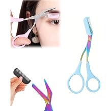 2 in 1 Eyebrow Scissors with Comb, Eyebrow Cutter Hair Removal Eyebrow Scissor Makeup Tool for Men Women, Non-Slip Stainless Steel Facial Hair Removal Accessories Makeup Tool Blue
