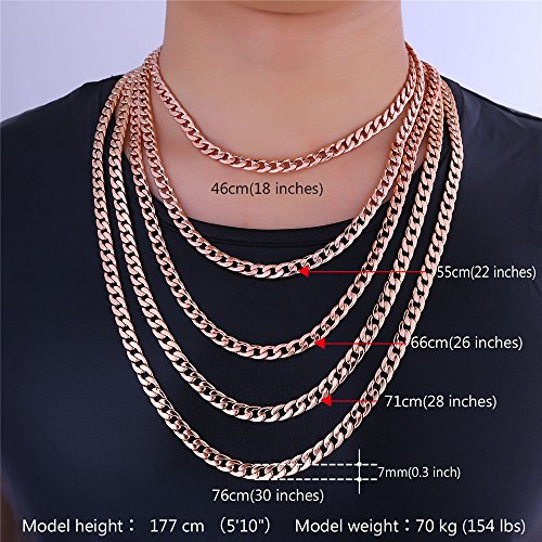 U7 Cuban Link Chain for Men Women Stainless Steel Curb Necklace, 7/9/12/15 MM Chunky Chain Silver/Gold/Black Mens Hip Hop Jewelry 18''-30''2