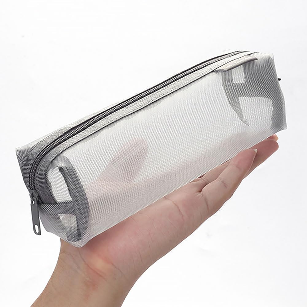 Finyoffiy 3pcs Portable Pencil Case,Zippered Mesh Storage Bag - Image 3