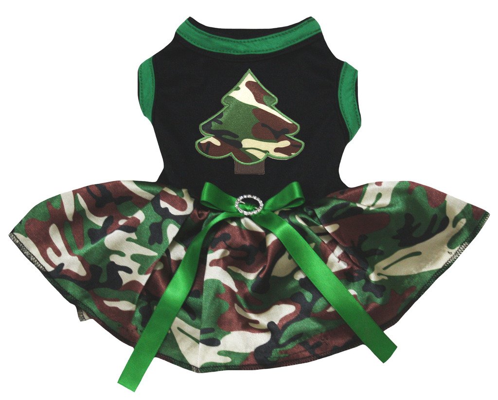 Chiot vêtements pour chien robe camouflage motif arbre avec tutu noir