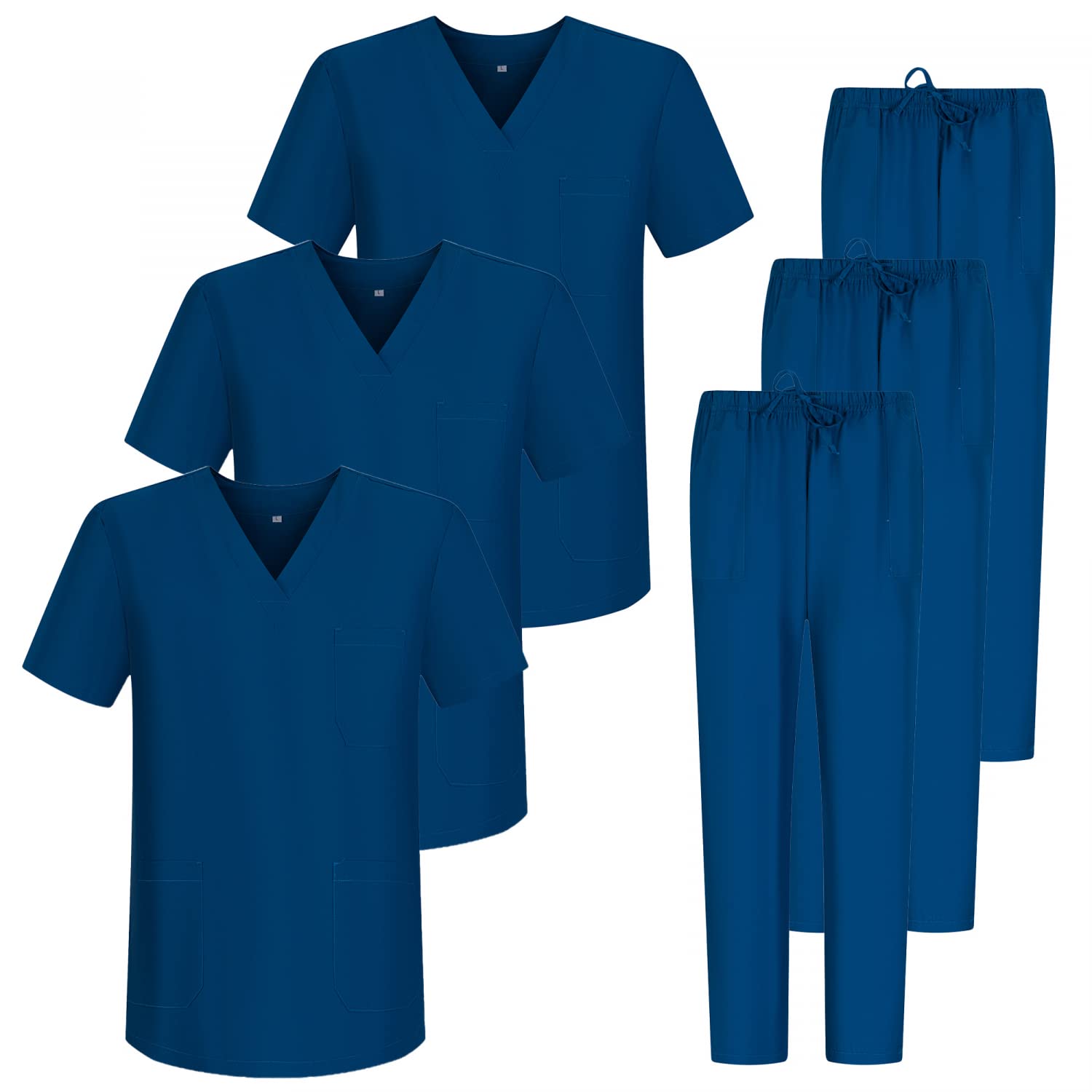 MISEMIYA - Packung * 3 Sets - Unisex-Hygieneuniform MEDIZINISCHE SANITÄREINHEITEN SANITÄRSETS 3-6801-6802 - X-Small, Marineblau 68