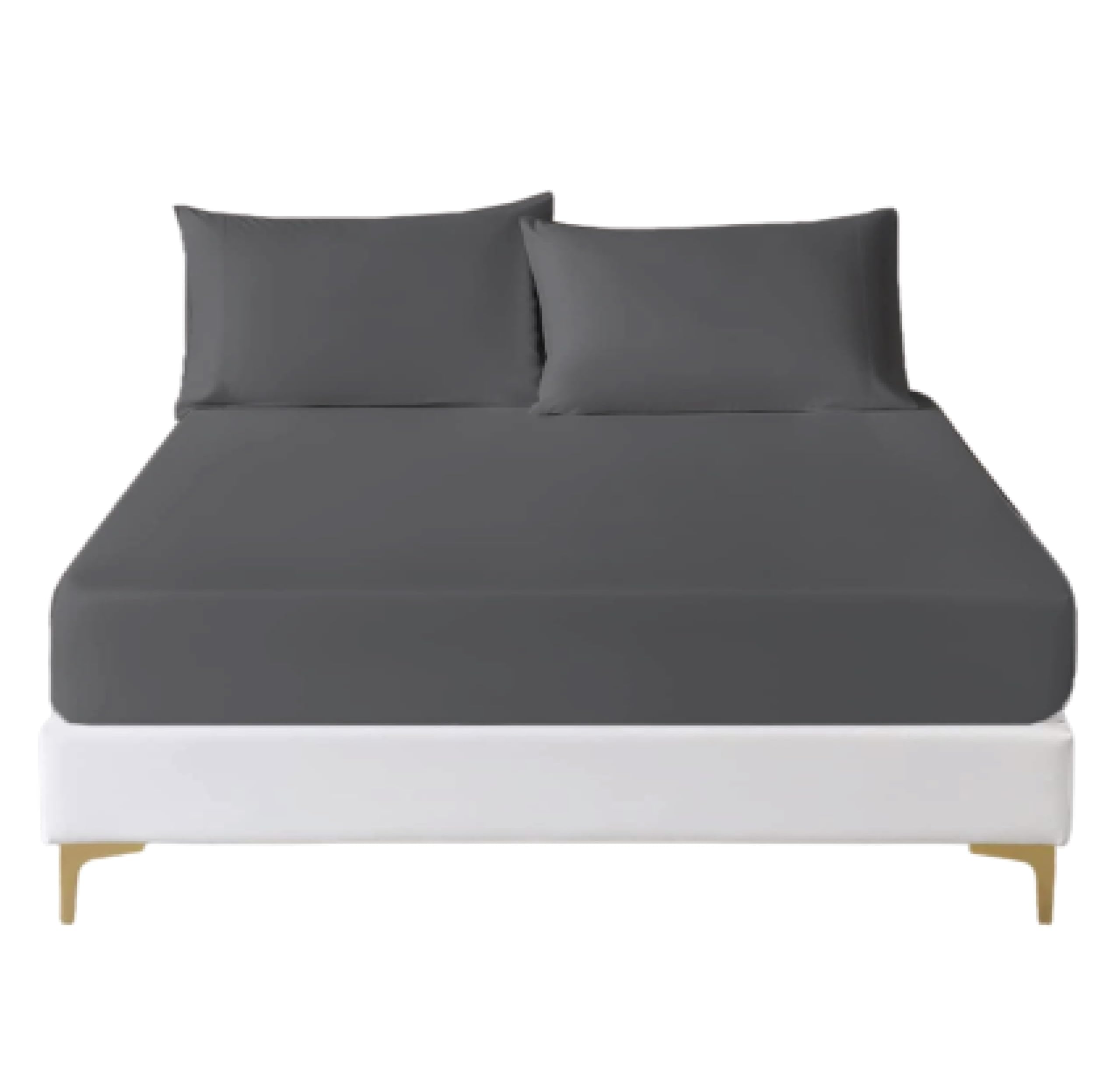 Funky Gadgets Double Charcoal Grey Fitted Sheets- 100% Egyptian Cotton Bedding Sheet- Deep Fitted Sheet 30 Extra Deep Pocket Bedsheets Plain Dyed Bedding Set no Pillowcase