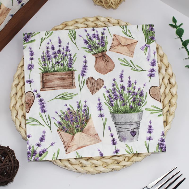 Tovaglioli di Carta Verde Marrone Viola Tovaglioli per Decoupage Decorati Tovaglioli Bar Compleann Carta Lgienica Tovagliolo Decorazione Da Tavola Usa e getta Per Matrimoni Feste 30 Packs(33x33cm)