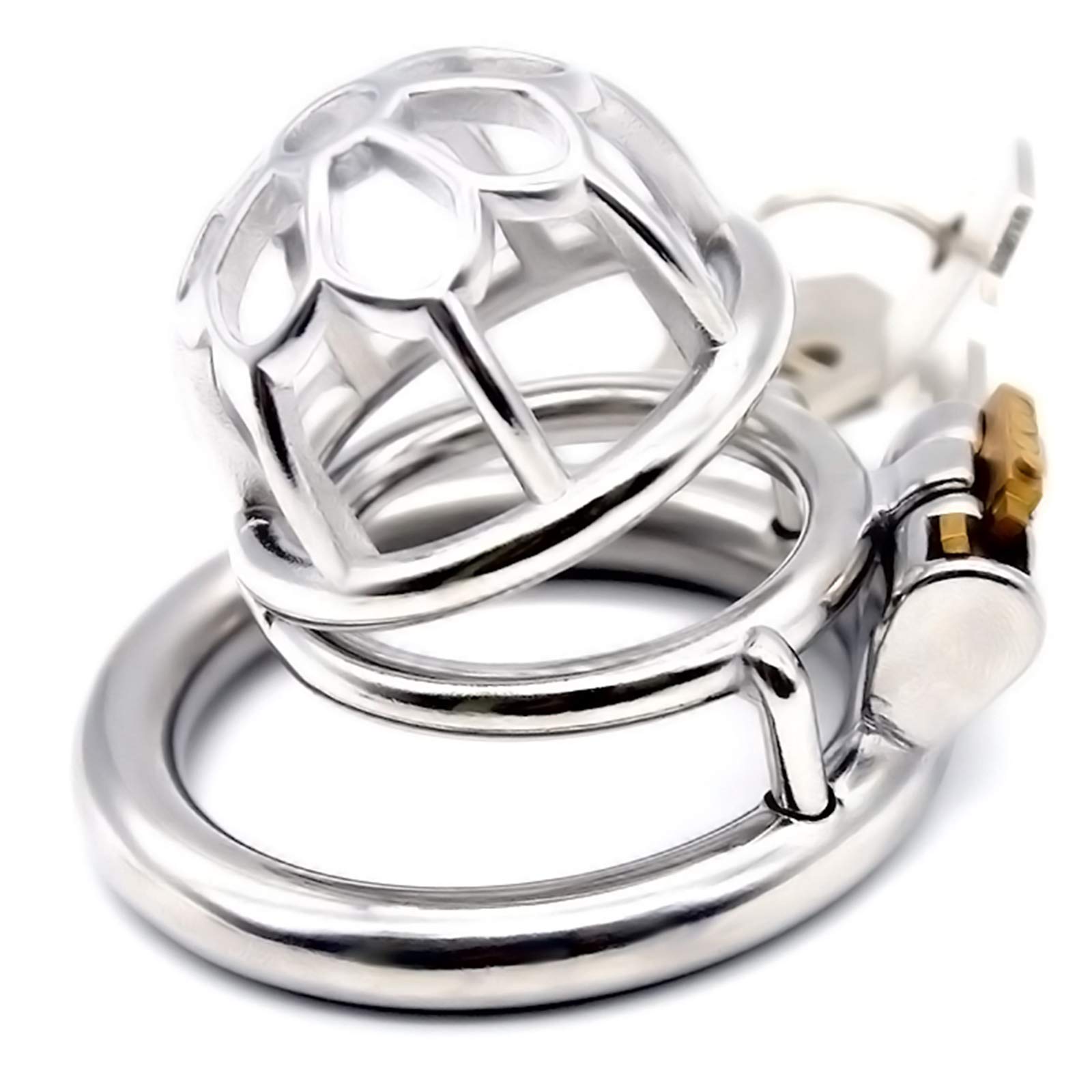 Gabbia per Pene Cockcage Cintura di Castità per Uomo Cintura di Castità Design Intagliato Cavo in Acciaio Inossidabile 304 SM Bondage per Schiavi Fetish Gabbia di Castità(50mm)
