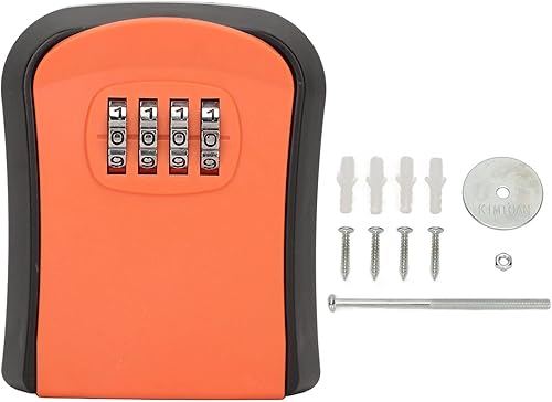 Miniatura 7 de Caja de seguridad con cerradura de llave de 4 dígitos, caja de bloqueo de combinación de 4 dígitos, portátil, para almacenamiento de llaves, montaje