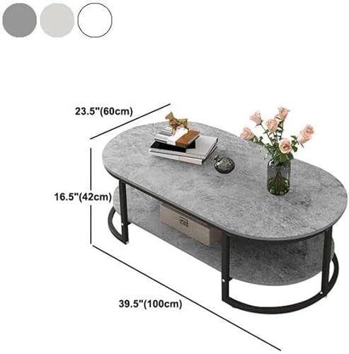 Miniatura 2 de Mesa de centro moderna ovalada de mármol, mesa de centro de mediados de siglo, marco de metal dorado, mesa de cóctel, para sala de estar, hogar,