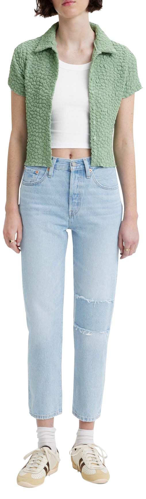 Levi's Damen Jeanshose 501 Crop High Rise, Straight Fit, Blau (Cheer Camp), W32/L28