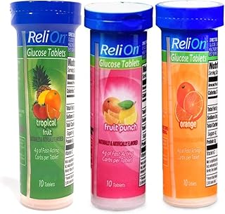 Relion Glucose Tabets: Orange, Tropical and Fruit Punch Total 30 Tablets