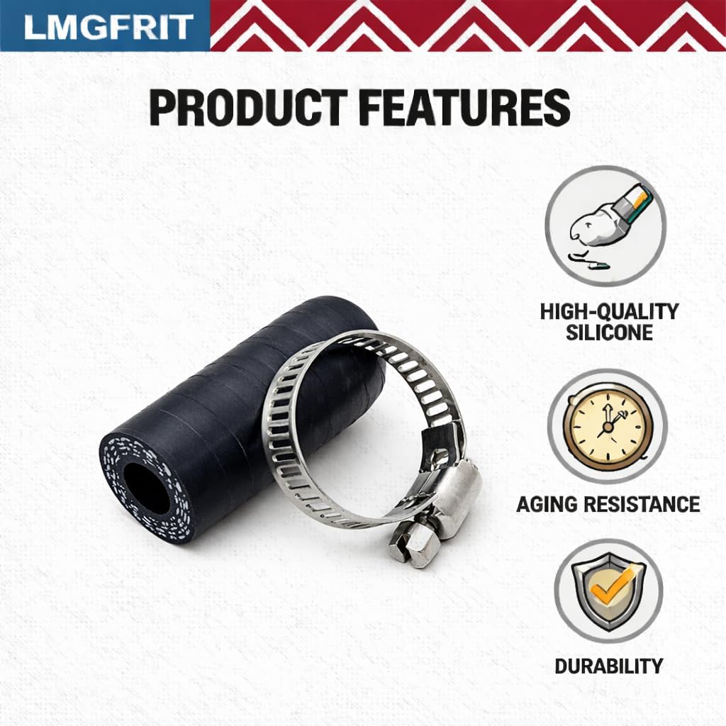 3/8 9.5mm Silicone Cap Reinforced Vacuum Hose End Plug with Clamp, Coolant Water Port Seal for Turbo Bypass System, High Temperature Automotive Application Kit