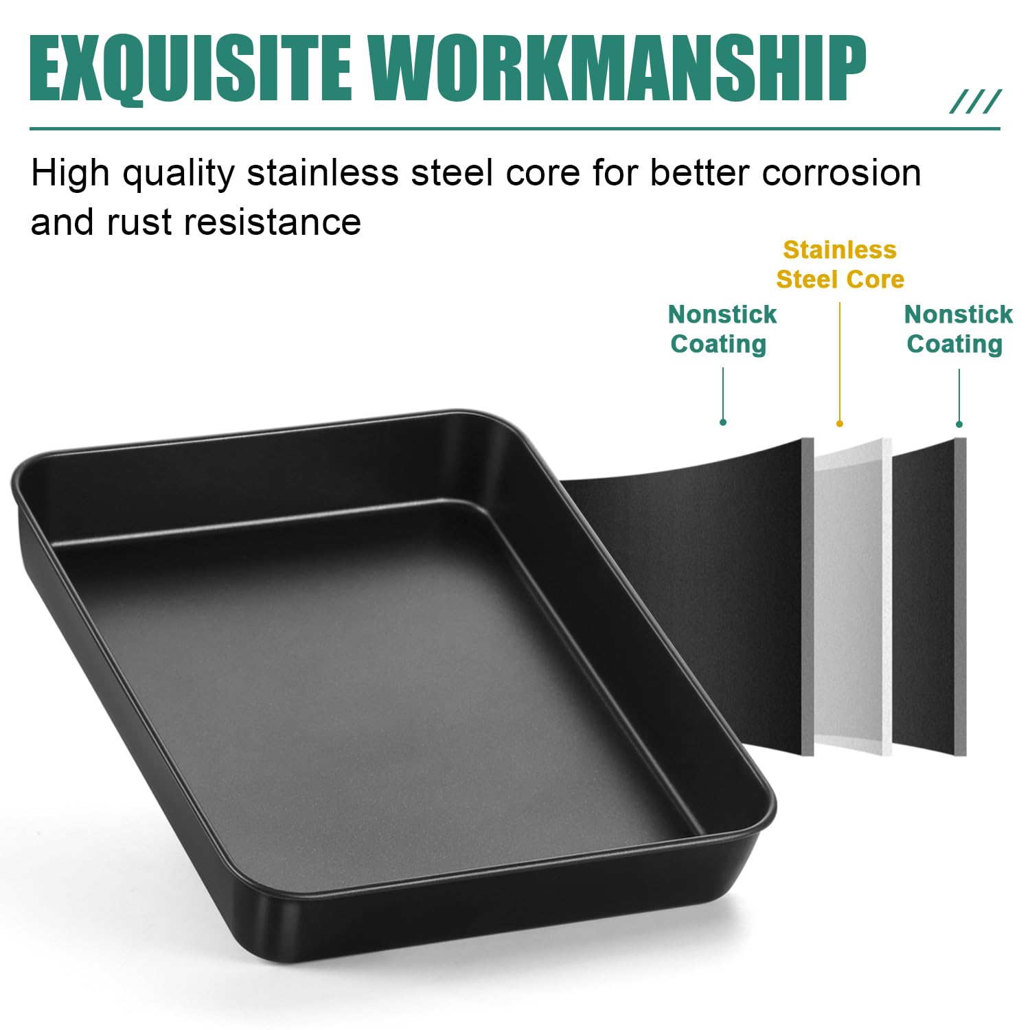 DAJAVE Set 4 Teglie da Forno in Acciaio Inox, 40 x 30 x 2 cm Teglia per Pizza Professionale, Teglia Forno Rettangolare, Teglia per Pizza Rettangolare, Atossica e Sana, Lavabile in Lavastoviglie