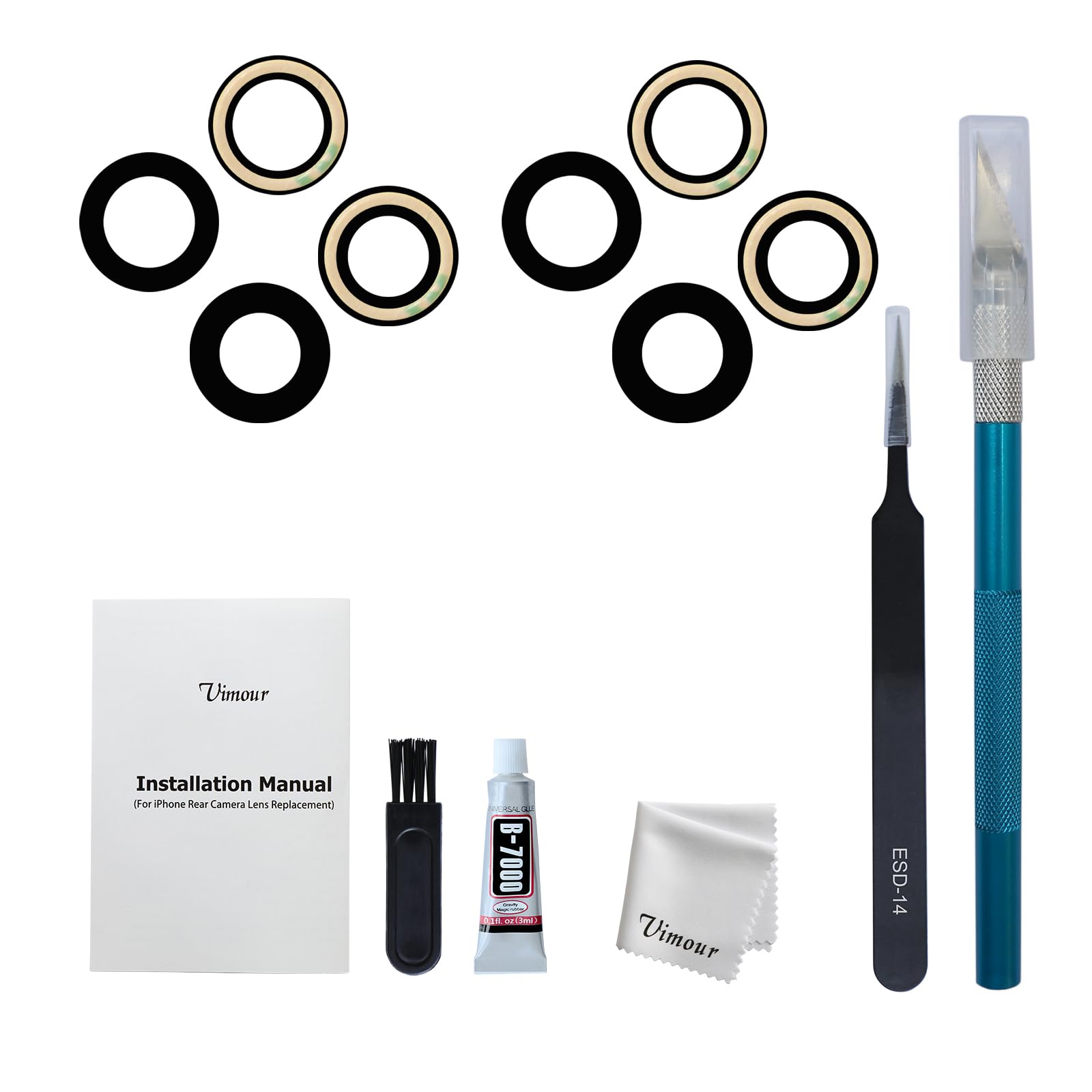 Rear Back Camera Glass Lens Replacement with Pre-Installed Adhesive and Repair Toolkit for iPhone 13 Mini 5.4 Inch & iPhone 13 6.1 Inch (2 Sets)