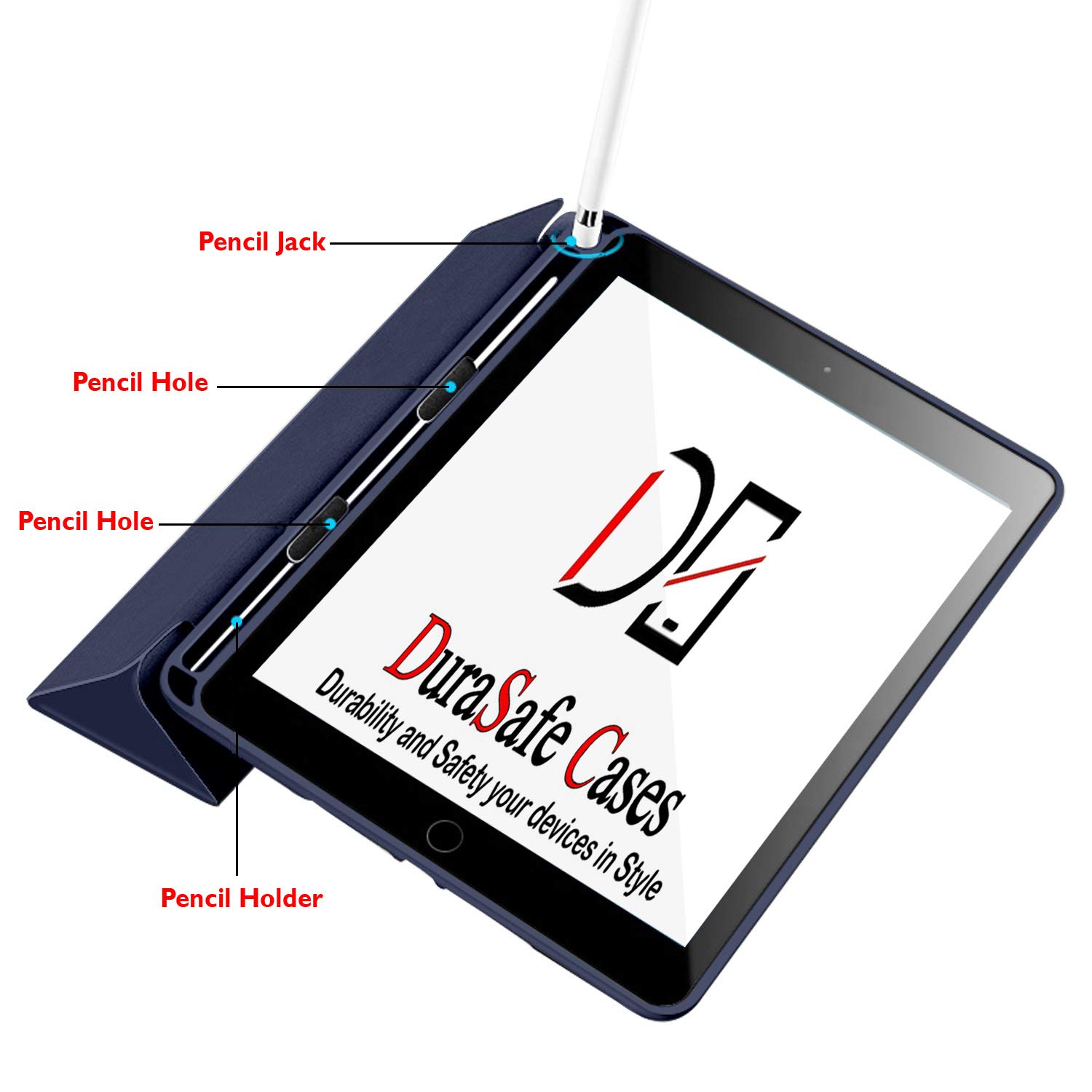 DuraSafe Cases DSTriDenPenHol Étui fin en denium avec porte-crayons iPad PRO 11" (2018) Cuir synthétique bleu marine.