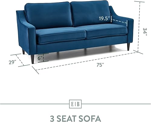 Miniatura 8 de Edenbrook Sofá tapizado Archer  Sofás para sala de estar  Sofá de terciopelo verde  Muebles de sala  Sofá pequeño  Asientos tres  Sofá moderno con