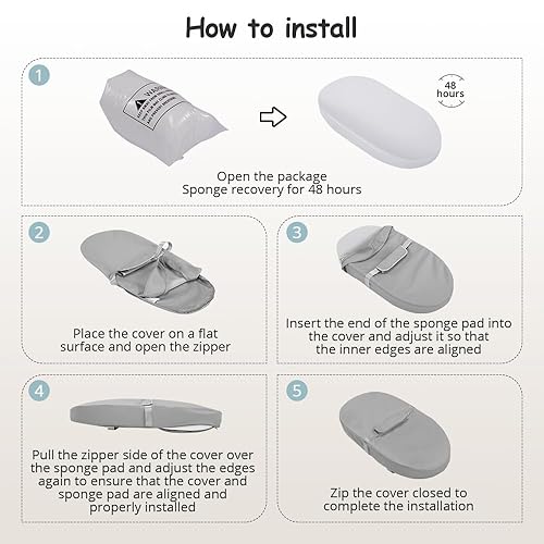 Miniatura 7 de COMOMY Cambiador de bebé con funda de poliuretano lavable e impermeable, cambiador de pañales contorneado para aparador con cinturón de seguridad