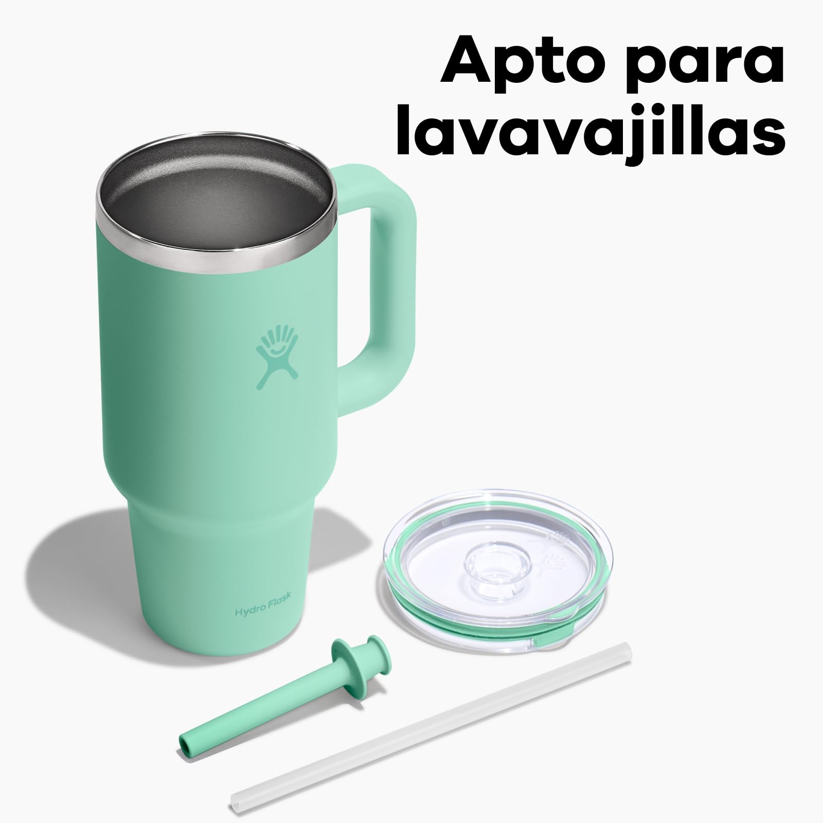 Hydro Flask – Travel Tumbler 710 ml (24 oz) Con tapa de presión con popote transparente – Acero inoxidable – Aislamiento al vacío de doble pared – Resistente a salpicaduras – Shale Gray