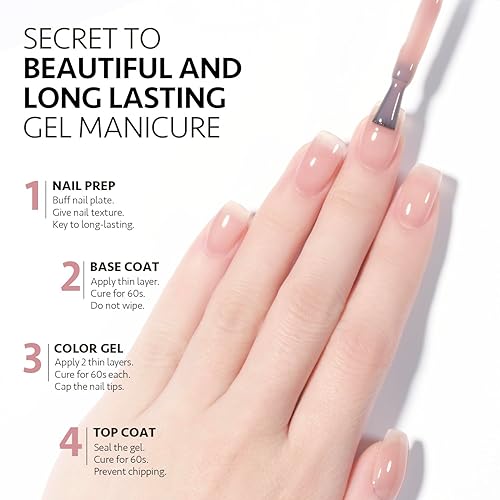 Miniatura 5 de GAOY Jelly Nude - Esmalte de uñas en gel, 0.6 onzas líquidas, esmalte de gel translúcido rosa rosa translúcido, curado con luz UV para arte de uñas,