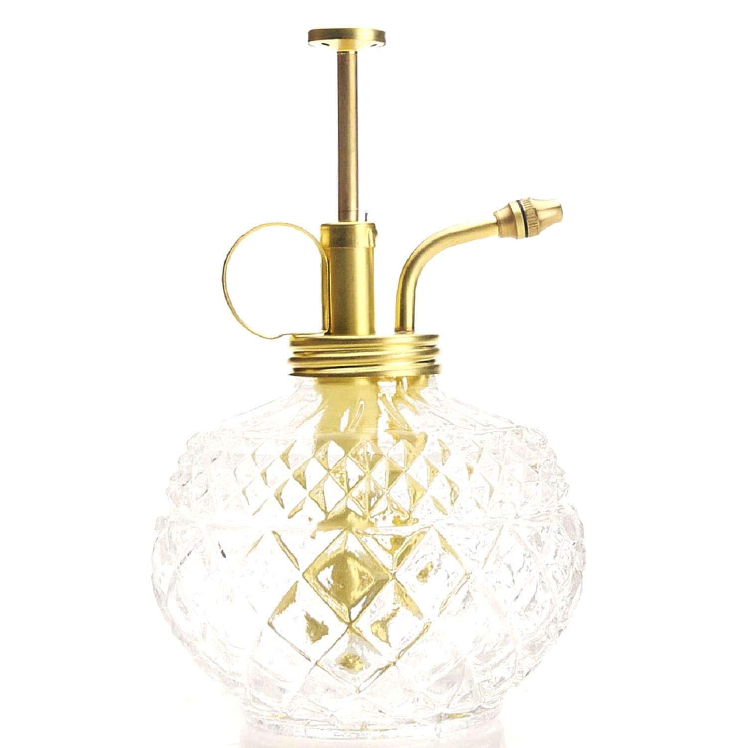 Purism Style Plant Mister- Clear Color Glass Bottle & Brass Sprayer (Matt Gold)