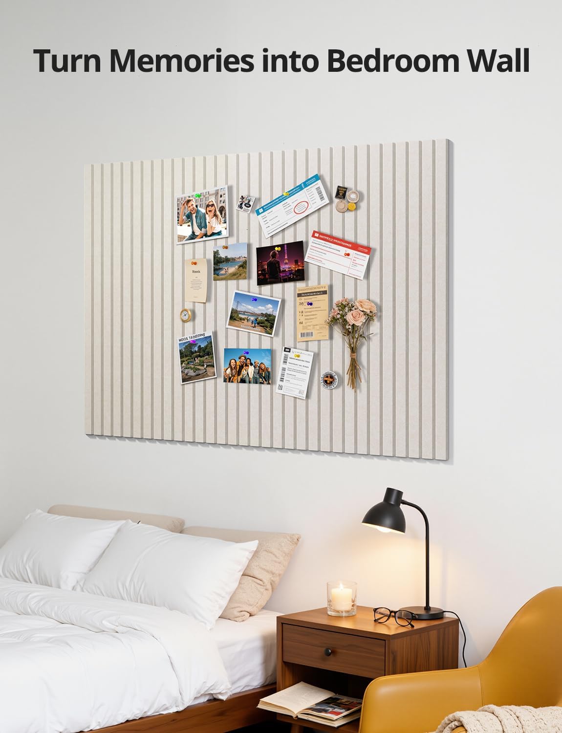 Kuchoow Large Felt Bulletin Board Cork Tiles for Wall Office Decor Beige Memo Pinboards, 48" × 36" Self Adhesive 12 Pack Photo Display Decorative Mood Corkboard Panels for Classroom Kitchen Home