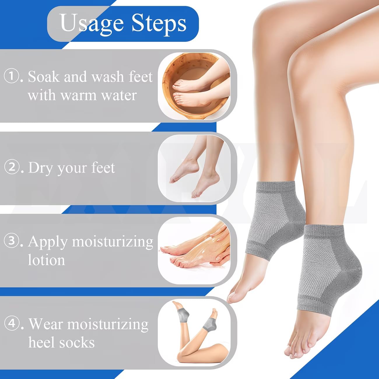EXIFYLL Heel Pain Relief Silicone Gel Pad Heel Protector Socks with Spa Botanical for Men and Women Soft Cotton Heel Socks, Dry Cracked Skin Free Size ,Heel Pain Relief Silicone Gel Pad Heel Protector Socks with Spa Botanical for Men and Women Cotton Socksa A1 2