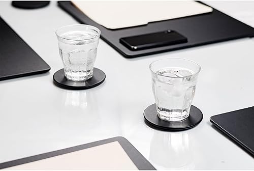 Miniatura 4 de Dacasso Juego de accesorios de lujo de cuero sintético negro con cajón, sala de conferencias de 10 asientos, tapete de mesa de 17 x 14 pulgadas,