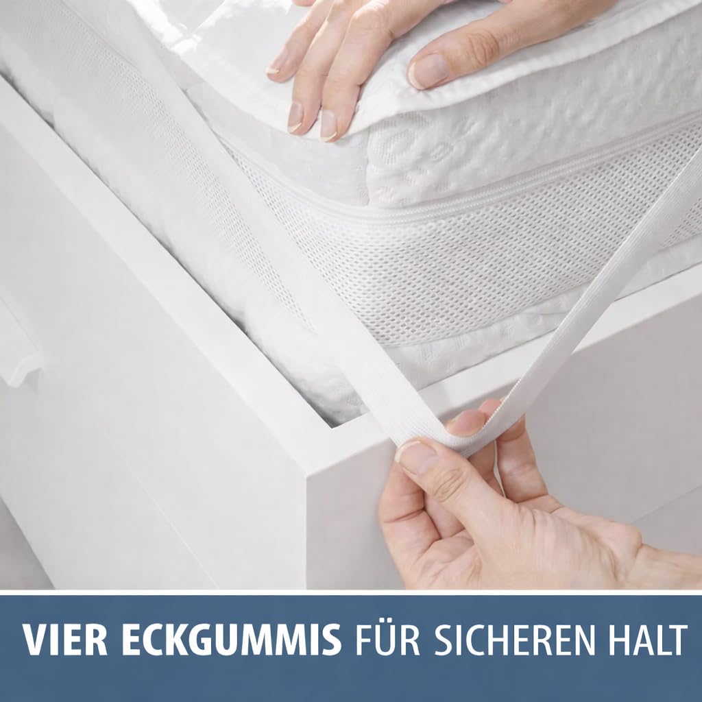 FAM Home Cotton Touch Protector de Colchon 90x200 con 4 Esquinas Elásticas I Transpirable, Hipoalergénico, Anti-bacteriano, Anti-acaros I Para Cama Adultos y de Niños
