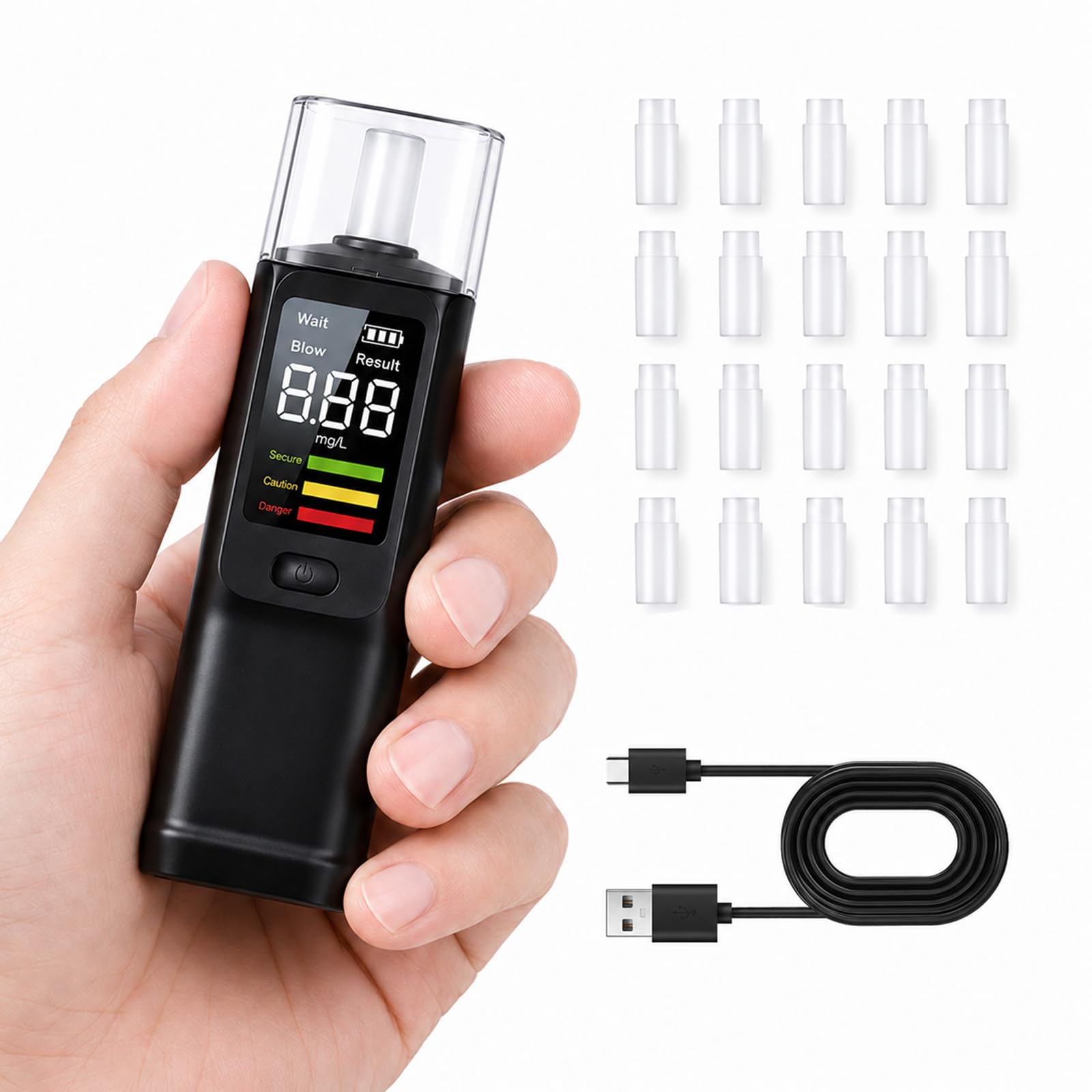 Photo 1 of PTDHE Breathalyzer, Personal Alcohol Tester with Three-Color Alerts